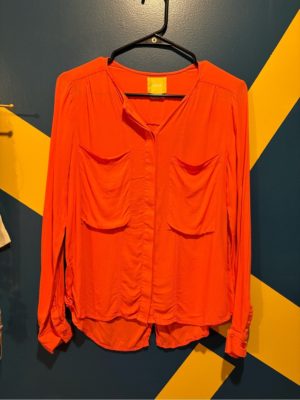 Anthropologie Maeve Clara Coral Button Front Blouse EUC